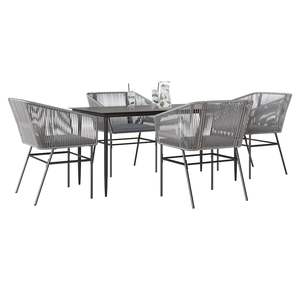 Conjunto de comedor para jardín mediano con cubiertas extraíbles de ratán PE gris - Product Image 1