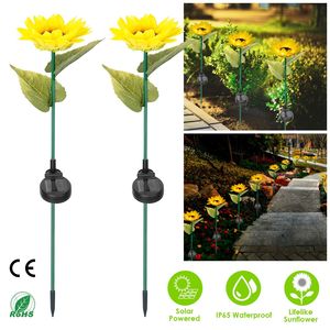 2 Pezzi Lampada Solare LED a Forma di Girasole IP65 Impermeabile, 10 LED Decorativi per Illuminazione di Sentieri, Giardini, Cortili e Paesaggi - Product Image 2