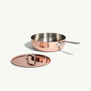 Professional High-Grade Tri-Ply Copper Fry <b>Pan</b> with Lid Deep Fry <b>Pan</b> With Stainless Steel Handle for Home Kitchens - Product Image 5