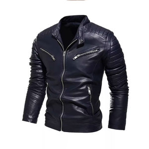 Econex Sports Men's <b>Slim</b> <b>Fit</b> Genuine Leather Windproof Moto <b>Jacket</b> Turn-down Collar Zipper Closure Regular Sleeve Winter Casual - Product Image 1