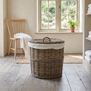 New Modern Minimalist Wholesale Circle Rattan Wicker Eco-Friendly Storage <b>Basket</b> Laundry <b>Hamper</b> Home Living Furniture - Product Image 3