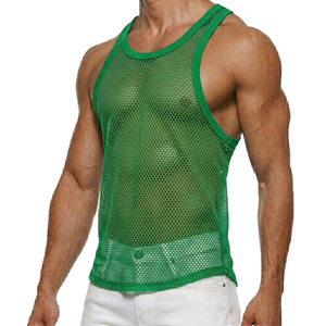 Men Summer Sexy Sheer Mesh Tank Tops See-through <b>Fishnet</b> Slim Fit Tank Vest Male Gym Muscle Tanks Tops Tee - Product Image 5