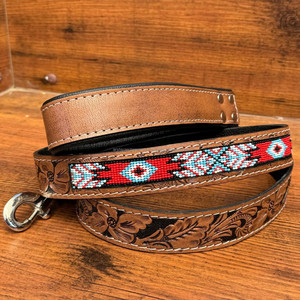 Proveedores de mascotas Venta caliente personalizada de alta calidad a mano de cuero genuino con cuentas Clip de Metal correa de perro para entrenamiento de perros caminar - Product Image 3