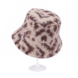 Faux Fur Checkered <b>Bucket</b> <b>Hat</b> Unisex Winter Casual Adult Style - Product Image 6