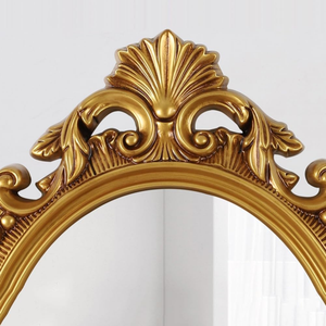 Antique Carved Oval <b>Mirror</b> Made Of Solid Teak Wood High Quality With Gold Finishing For Indoor or Outdoor - Product Image 2