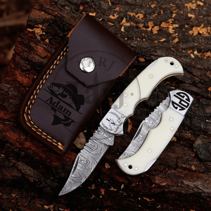 High Quality Industrial Grade Damascus Folding Knife <b>Fire</b> <b>Starter</b> Combo Set Wood Resin Handle Camping Hunting Pocket Knife - Product Image 4