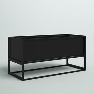 Macetero rectangular moderno de hierro negro con soporte para plantas verdes y flores de interior, diseño con recubrimiento de polvo de hierro. - Product Image 4
