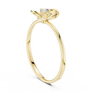 Anillo de oro macizo de 14k para mujer con diseño minimalista de diamantes tallados redondos con motivos florales o de hélices inspirados en la naturaleza, ideal para regalo o compromiso. - Product Image 4