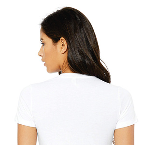 Camiseta de Manga Corta con Cuello Redondo Blanca para Mujer, Corte Regular, Algodón Jersey, Color Sólido Informal, Transpirable para Todas las Temporadas - Product Image 2