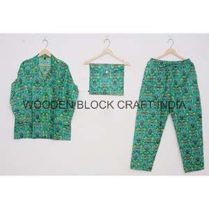 Nouvel ensemble pyjama élégant fait main en coton ultra doux pour femme, motif floral, chemise et pantalon de nuit pour l'été - Product Image 6