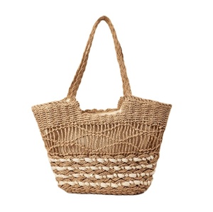 Bolso de Hombro de Paja Tejido a Mano para Mujer, Estilo Moderno, Bolso de Playa de Macramé y Ganchillo - Product Image 1