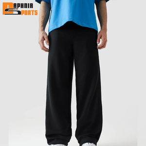 Pantalon de jogging pour homme personnalisé, 100% Coton, grammage lourd, coupe ample et oversize, double taille, jambe large, teint uni, décontracté - Product Image 1