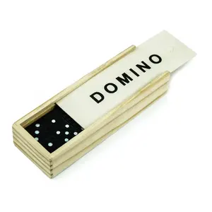 Jeu de dominos en bois noir de 28 pièces dans une boîte coulissante, pièces à thème numérique - Product Image 5