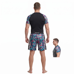 Ensemble de shorts de boxe unisexe pour adultes, imprimé par transfert thermique, évacuation de l'humidité, séchage rapide, fibre de bambou, élasthanne, 220g, une pièce - Product Image 2
