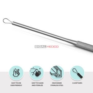 ชุดอุปกรณ์แคะหู Billeau Safe Ear Curettes 3 ชิ้น แบบมีห่วง ยืดหยุ่น แม่นยำ สำหรับการผ่าตัดหู เครื่องมือแพทย์สำหรับกำจัดขี้หู ใช้ในทางการแพทย์ ทนทาน - Product Image 5
