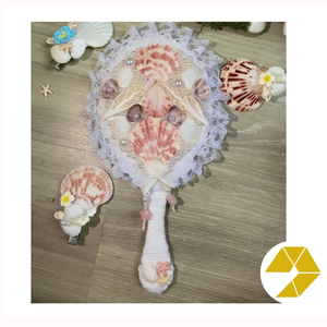 Miroir de maquillage compact fait main en coquillages naturels, inspiré de la plage, miroir de poche, accessoire de voyage portable, cadeau pour boutique - Product Image 5