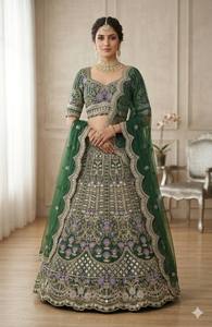 Exceptional Quality Designer 4 Meter <b>Flared</b> Lehenga Choli <b>Sequins</b> Cut Work Satin Silk Latest New Traditional Bridal Partywear - Product Image 4