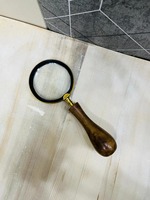 Loupe grossissante de 3 pouces en laiton avec poignée ronde en bois
