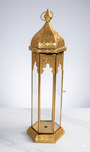 Gold Metal Handmade Eco-Friendly Ramadan Lantern Cutout Hanging Candle Holder Portable Decor for Home Wedding Garden - Product Image 3