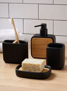 Juego de Accesorios de Baño de Bambú de 6 Piezas, Dispensador de Jabón Cuadrado, Portacepillos de Dientes, Caja para Toallas de Papel, Bandeja, Ecológico - Product Image 6
