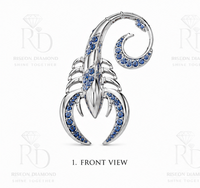 Broche de luxe en argent sterling 925 motif hippocampe et diamant, avec accent bleu roi, épingle de revers marine, bijou de mode raffiné et formel