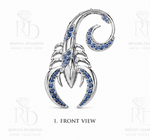 Broche de luxe en argent sterling 925 motif hippocampe et diamant, avec accent bleu roi, épingle de revers marine, bijou de mode raffiné et formel - Product Image 2
