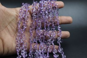Ametista natural de Brasil facetada en forma de corazón de 7-8 mm, hebras de cuentas de 8 pulgadas para la fabricación de joyería. - Product Image 4