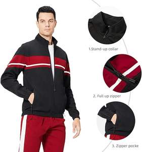 Conjunto Deportivo de Dos Piezas para Hombre, Chaqueta con Capucha y Pantalones de Forro Polar, Corte Ajustado, Resistente al Viento, de Poliéster, para Gimnasio y Uso Diario - Product Image 2