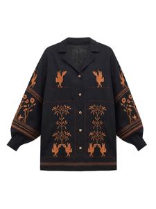 Women's Floral Embroidered Satin Blouse Tassels Unique Natural Washable Cotton Top Front Pockets Back Logo <b>Knee</b>-<b>Length</b> for Girls - Product Image 6