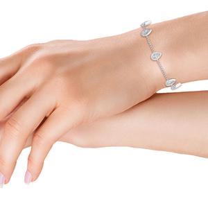Bracelet élégant en or rose 9 carats avec diamants de laboratoire taille poire, chaîne à maillons, 0,99 CTW - Product Image 3