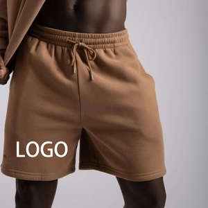 Custom Logo Men's Solid Color Cotton Drawstring Shorts Casual Mid Waist Short Shorts Breathable Knitted Fabric - Product Image 4