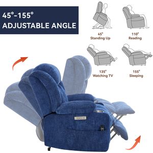 Poltrona Reclinabile Elettrica in Ciniglia Resistente fino a 160 kg con Massaggio a Vibrazione a 8 Punti e Riscaldamento Lombare - Product Image 4