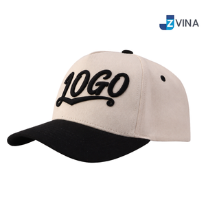 Casquette Snapback avec logo personnalisé brodé, style streetwear, chapeau décontracté, taille ajustable, beige et noir - Product Image 1