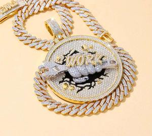 Pendentif Hip Hop en Or Blanc 10K/14K avec Diamants de Laboratoire CVD, Logo Personnalisé, Certifié IGI, Bijoux Streetwear - Product Image 4