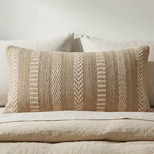 Funda de Almohada Lumbar Rectangular a Rayas, Tejida en Algodón, Estilo Bohemio con Borlas, Extraíble, Decorativa para Sofá o Cama - Product Image 6