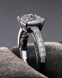 Bague de fiançailles/mariage vintage en or jaune 14 carats avec diamant de culture IGI/GIA, or blanc fin unisexe, pour anniversaire, digne d'une fête - Product Image 2