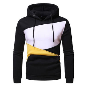 Sudadera con Capucha Asimétrica para Hombre, con Paneles en Contraste, Cordón Ajustable, Estilo Casual Urbano, Manga Larga, Moda de Invierno - Product Image 2