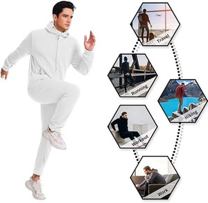<b>Men</b>’s Arctic White Tech Fleece Tracksuit – Premium Two-Piece Minimalist Performance Set Featuring a Full-Zip Hooded <b>Jacket</b> - Product Image 3
