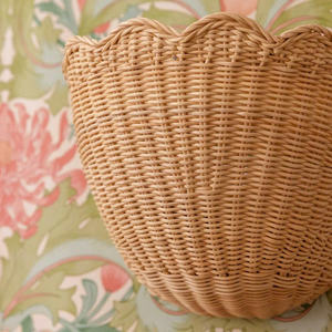 Lampe murale en rotin naturel tissé à la main, lampe murale décorative en osier écologique pour salon, chambre à coucher, hôtel - Product Image 3