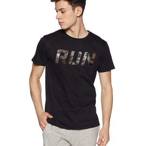 Men's Black Short Sleeve <b>T</b>-<b>Shirt</b> With <b>Camouflage</b> Run Print O-Neck Casual Jersey Fit - Product Image 2