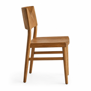 Chaise de salle à manger ergonomique en teck massif, design scandinave, assise profilée, pieds coniques, imperméable, pour la maison, l'hôtel, l'appartement - Product Image 2