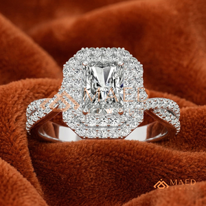 Radiant Cut Moissanite Double Halo Ring Silver Engagement Ring Women Bridal Jewelry <b>Gift</b> USA Elegant Fashion - Product Image 1