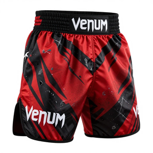 Pantalones Cortos de Boxeo Venum para Hombre, Color Rojo y Negro, Estampado por Sublimación, Absorción de Humedad, Secado Rápido, Ropa Deportiva - Product Image 3