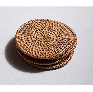 Sous-verres en rotin de qualité supérieure, magnifique ensemble de 4 sous-verres, tapis et supports, épaisseur 6 mm - Product Image 5