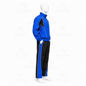 Ensemble de survêtement coupe-vent pour homme, bleu et noir, manches longues, fermeture éclair, 100 % polyester, séchage rapide, coupe classique - Product Image 4