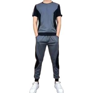 Men's <b>Short</b> <b>Sleeve</b> T-shirt and Pants Suit, Casual Sportswear, Ice Silk, Jogging, Fitness Sports Sets, Male Loose Tracksuit - Product Image 4
