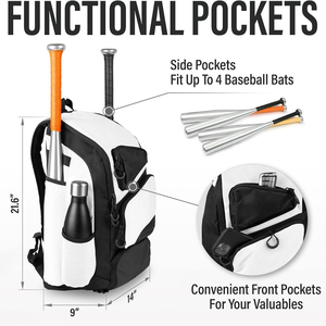 Bolsa de béisbol con fundas para bates, bolsa de gran capacidad para transportar equipo deportivo, para prácticas de equipo, juegos y viajes a torneos - Product Image 2