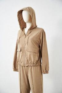 Mens Beige Hooded Windbreaker Tracksuit Lightweight <b>Zip</b> <b>Up</b> <b>Jacket</b> and Jogger Set Waterproof Outdoor Sportswear Two Piece Set - Product Image 3
