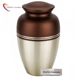 Modern Dual Tone Brass Cremation Urn for Human Ashes Brown Gold Funeral Decorative Memorial Urns Metal Burial Keepsake Jars Urn - Product Image 1