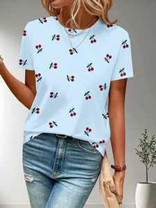 Camiseta estampada para mujer, Tops informales de verano, camiseta de algodón transpirable, manga corta, ropa ligera y cómoda a la moda para mujer - Product Image 3